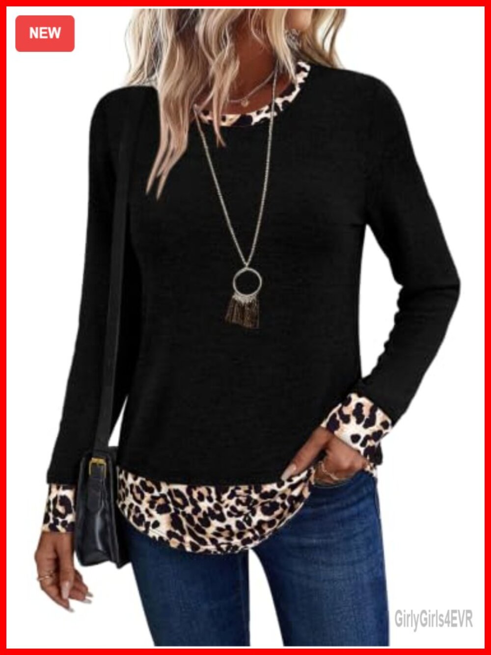 Womens Lightweight Tunic Top Long Sleeve Crew Neck Loose Fit Casual